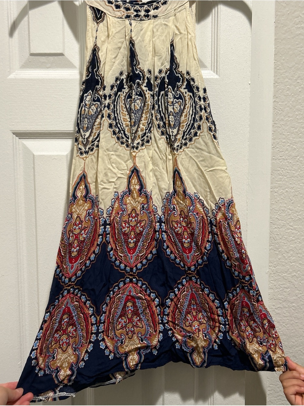 Boho Paisley Maxi Shirt in Cream and Navy
